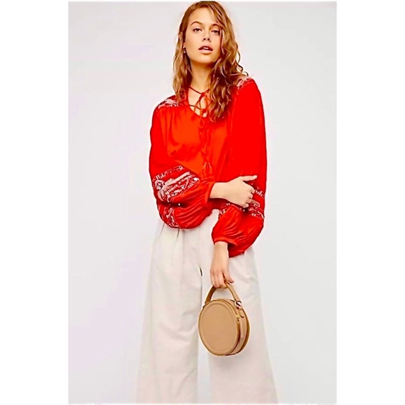 🌈 Lovely FP orange boho velvet top - Picture 10 of 14